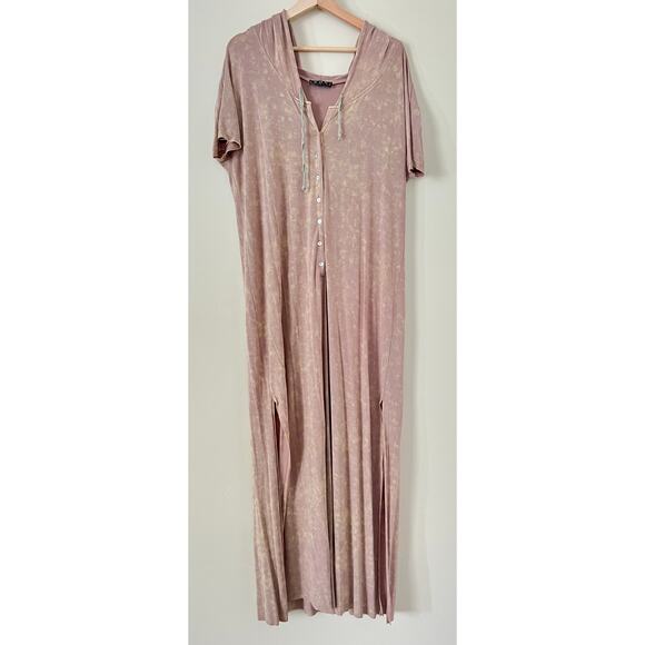 POL Boutique Boho Marrakesh Hooded Dress Summer A-Line Brown Dusty PInk Large - Picture 1 of 6